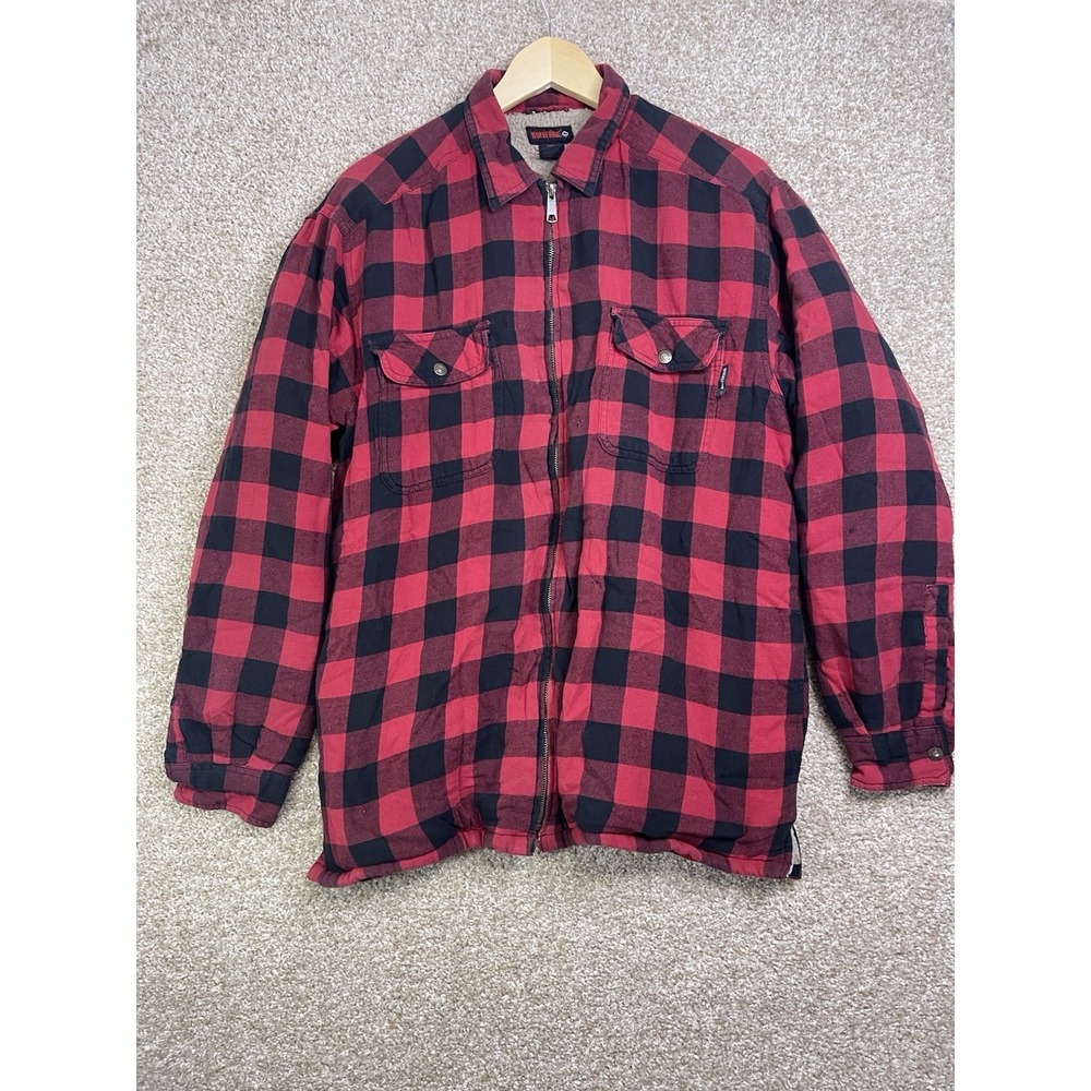 Vintage Wolverine Hoodie Jacket Men's Large Thick Red Black Plaid Button Outdoor